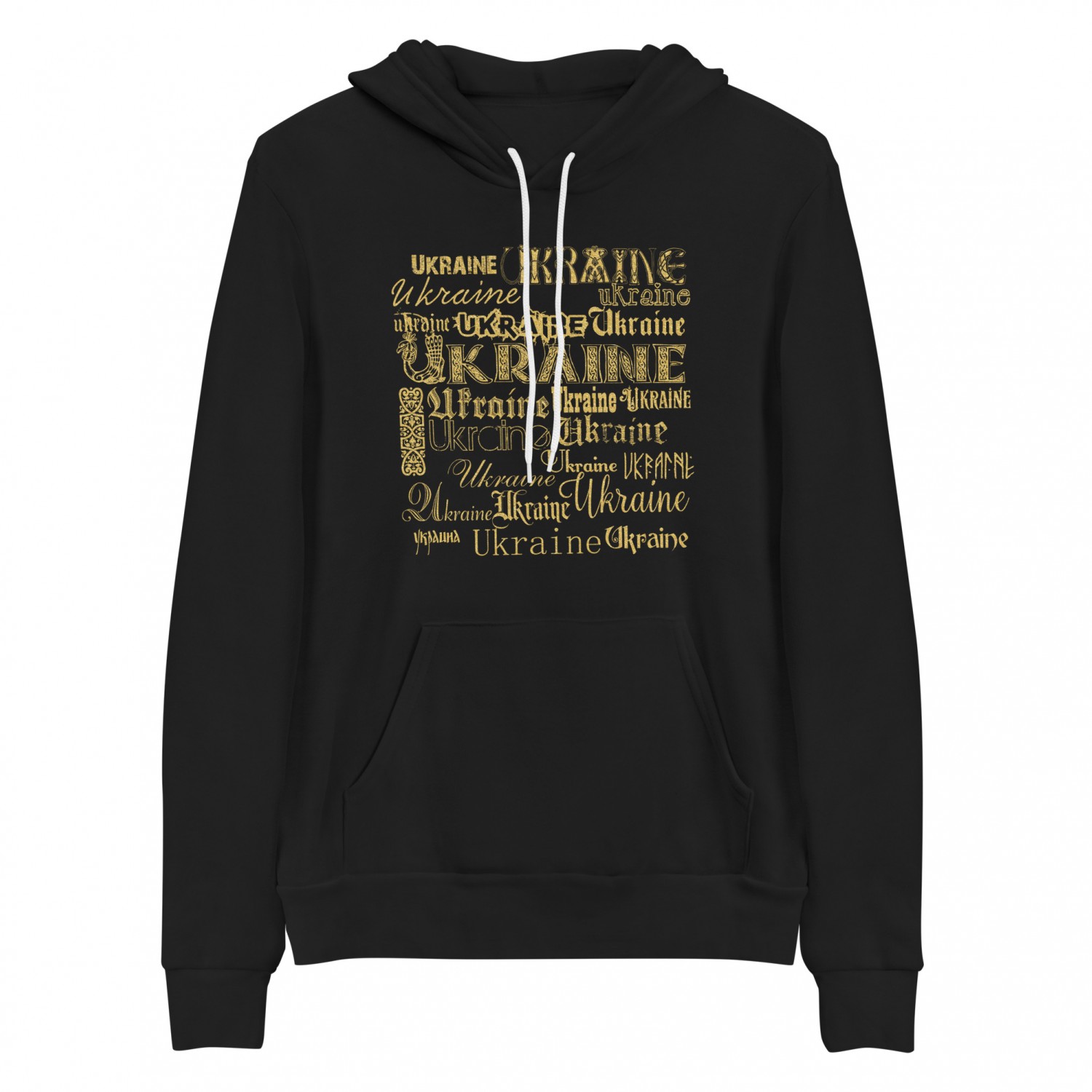 Hoodie in the style of a newspaper with the inscription UA